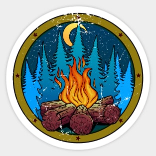 Camping badge with distressed effect Sticker